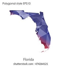 Florida state map in geometric polygonal style.Abstract gems triangle,modern design background. Vector illustration EPS10