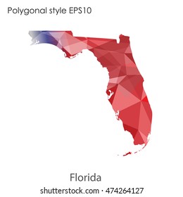 Florida state map in geometric polygonal style.Abstract gems triangle,modern design background. Vector illustration EPS10