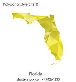 Florida state map in geometric polygonal style.Abstract gems triangle,modern design background. Vector illustration EPS10