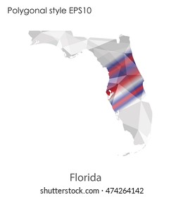 Florida state map in geometric polygonal style.Abstract gems triangle,modern design background. Vector illustration EPS10