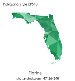Florida state map in geometric polygonal style.Abstract gems triangle,modern design background. Vector illustration EPS10