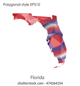 Florida state map in geometric polygonal style.Abstract gems triangle,modern design background. Vector illustration EPS10