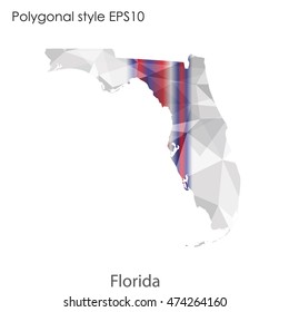 Florida state map in geometric polygonal style.Abstract gems triangle,modern design background. Vector illustration EPS10