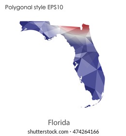 Florida state map in geometric polygonal style.Abstract gems triangle,modern design background. Vector illustration EPS10