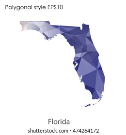 Florida state map in geometric polygonal style.Abstract gems triangle,modern design background. Vector illustration EPS10