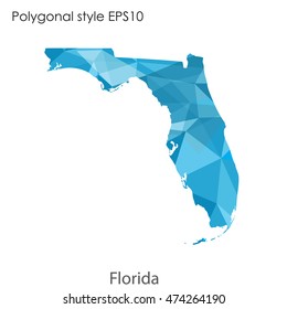 Florida state map in geometric polygonal style.Abstract gems triangle,modern design background. Vector illustration EPS10
