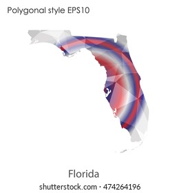 Florida state map in geometric polygonal style.Abstract gems triangle,modern design background. Vector illustration EPS10