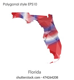 Florida state map in geometric polygonal style.Abstract gems triangle,modern design background. Vector illustration EPS10