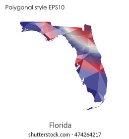 Florida state map in geometric polygonal style.Abstract gems triangle,modern design background. Vector illustration EPS10