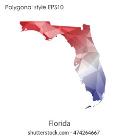 Florida state map in geometric polygonal style.Abstract gems triangle,modern design background. Vector illustration EPS10