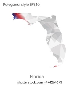Florida state map in geometric polygonal style.Abstract gems triangle,modern design background. Vector illustration EPS10
