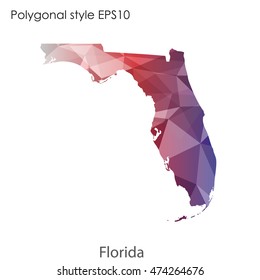 Florida state map in geometric polygonal style.Abstract gems triangle,modern design background. Vector illustration EPS10
