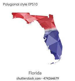 Florida state map in geometric polygonal style.Abstract gems triangle,modern design background. Vector illustration EPS10