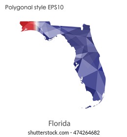 Florida state map in geometric polygonal style.Abstract gems triangle,modern design background. Vector illustration EPS10