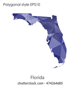 Florida state map in geometric polygonal style.Abstract gems triangle,modern design background. Vector illustration EPS10
