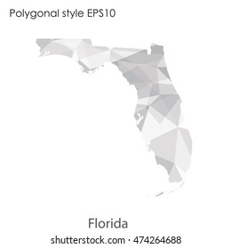 Florida state map in geometric polygonal style.Abstract gems triangle,modern design background. Vector illustration EPS10