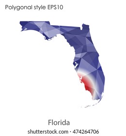Florida state map in geometric polygonal style.Abstract gems triangle,modern design background. Vector illustration EPS10