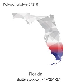 Florida state map in geometric polygonal style.Abstract gems triangle,modern design background. Vector illustration EPS10