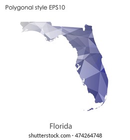 Florida state map in geometric polygonal style.Abstract gems triangle,modern design background. Vector illustration EPS10