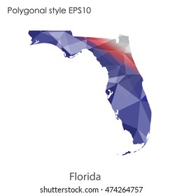 Florida state map in geometric polygonal style.Abstract gems triangle,modern design background. Vector illustration EPS10