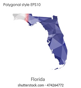 Florida state map in geometric polygonal style.Abstract gems triangle,modern design background. Vector illustration EPS10