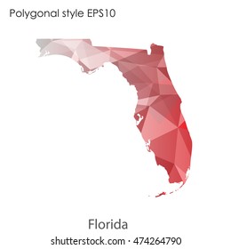 Florida state map in geometric polygonal style.Abstract gems triangle,modern design background. Vector illustration EPS10