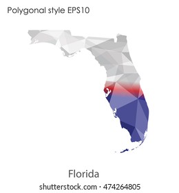 Florida state map in geometric polygonal style.Abstract gems triangle,modern design background. Vector illustration EPS10