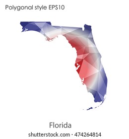 Florida state map in geometric polygonal style.Abstract gems triangle,modern design background. Vector illustration EPS10