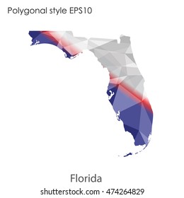 Florida state map in geometric polygonal style.Abstract gems triangle,modern design background. Vector illustration EPS10