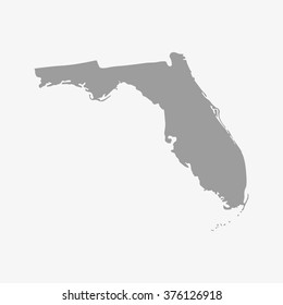 Florida  state map in gray on a white background