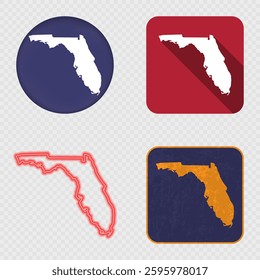 Florida State Map Icons Collection