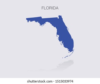 Florida State Map Outline for infographics or news media for politics and elections in the United States of America. Democrat blue isolated vector illustration.