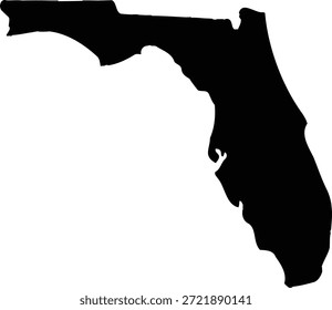 Florida state map outline silhouette American state boundary shape