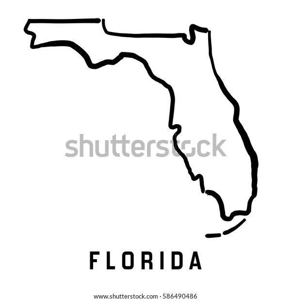 Florida State Map Outline Smooth Simplified Stock Vector Royalty