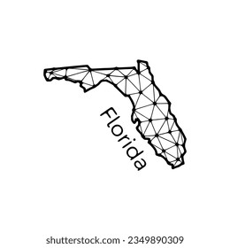Florida state map polygonal illustration made of lines and dots, isolated on white background. US state low poly design