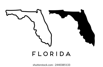 Florida state map silhouette vector set	