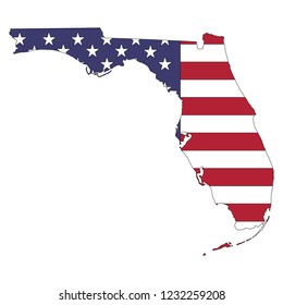 Florida state map in style of USA national flag.