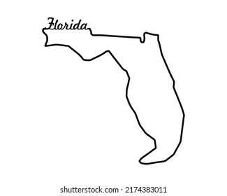 Mapa del estado de Florida. Mapa estatal de EE. Símbolo del contorno de Florida. Tipografía retro. Ilustración del vector