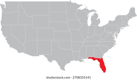 Staat Florida auf der Karte von USA Editable Vector