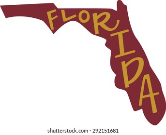 Florida State Outline and Hand lettering