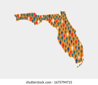 Florida State People Census Map Illustration. Florida People Outbreak