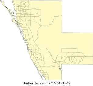 Florida State Sarasota County vector Census Tract polygon based on Tiger 2020 Census Data