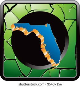 florida state shape on green cracked icon