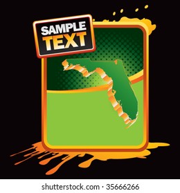 florida state shape on green halftone banner template