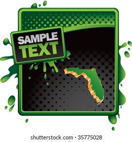 florida state shape on green and black halftone banner