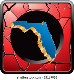 florida state shape on red cracked web icon