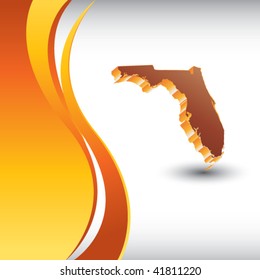 florida state shape on vertical orange wave