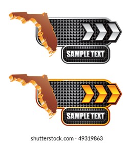 florida state shape on white and gold arrow nameplates