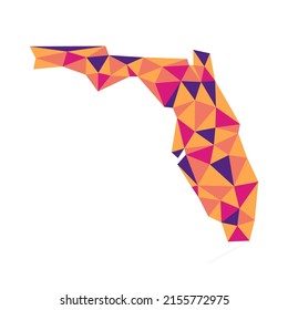 Florida state simple polygon map. Low poly trendy style vector map of Florida.