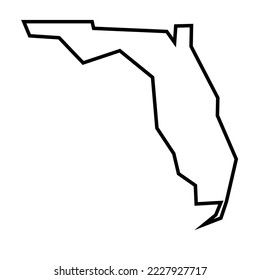 Florida state of United States of America, USA. Simplified thick black outline map. Simple flat vector illustration